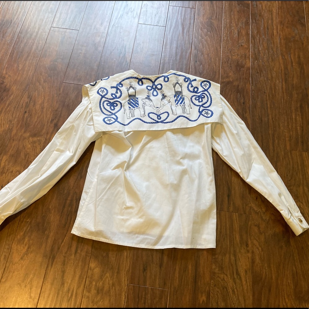 Vintage Howard Wolf Cotton Button Down Elephant Motif Size 4